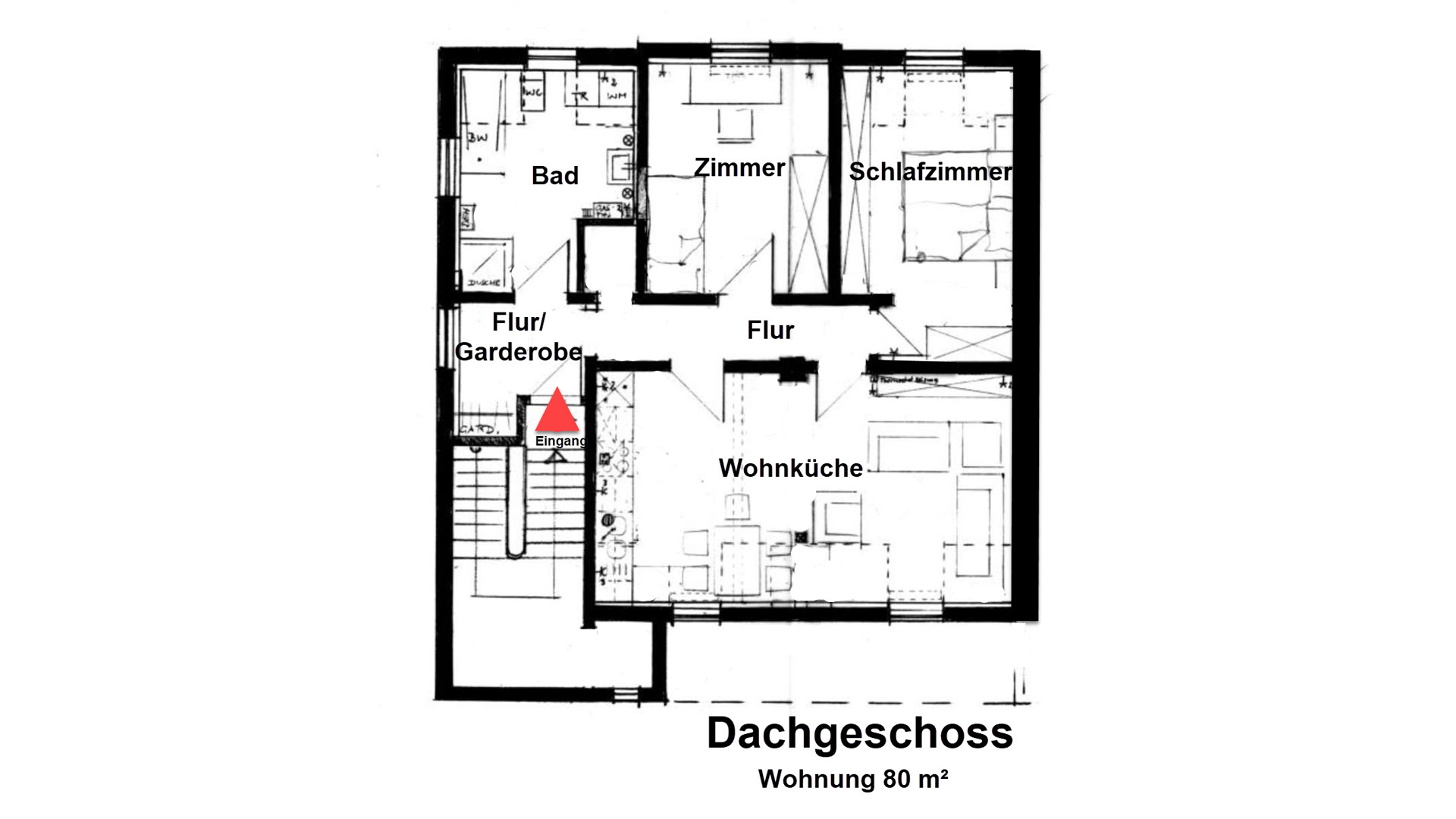 Waldbröl: Stilvolles 3-Familienhaus mit Bauland daneben, Grundriss - Dachgeschoss